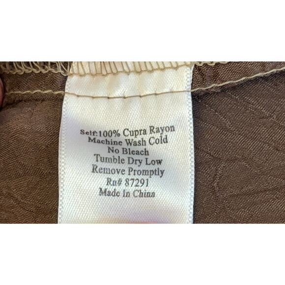 Johnny Was Brown Tunic Topic asymmetrical crocheted v-neck hem sz MBoho Festival - Picture 4 of 4